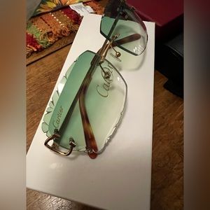 Cartier Big C Glasses with Gold Detail & Green Lens